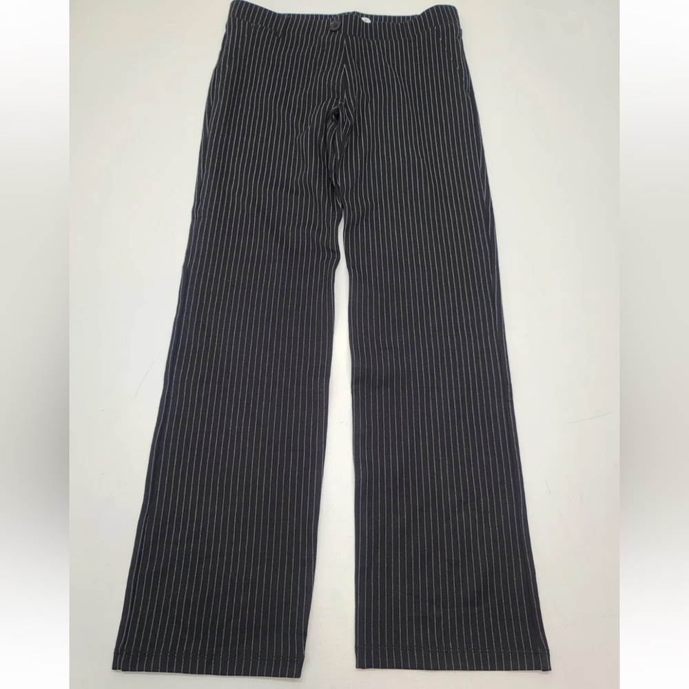 BETABRAND W0076-PIB Black White Pinstripe Straight Classic Dress Pant Si…